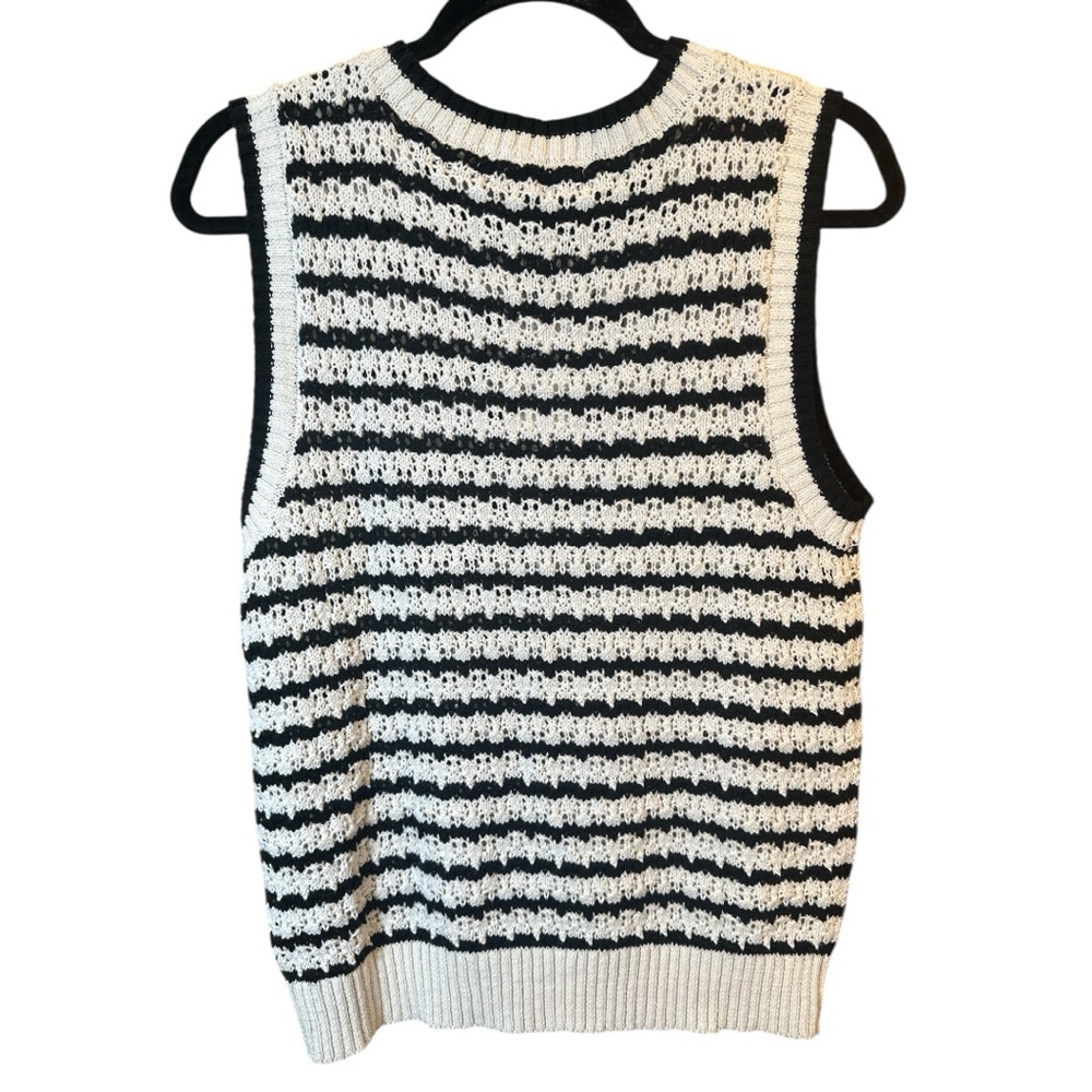 Sanctuary NWT Crochet Black and White Striped Sweater Vest/Tank - Picture 8 of 12